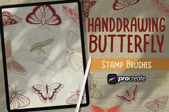 Hand Drawing Butterfly Brush Stamp Guide