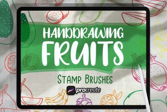 Hand Drawing Fruits Brush: Vintage Design
